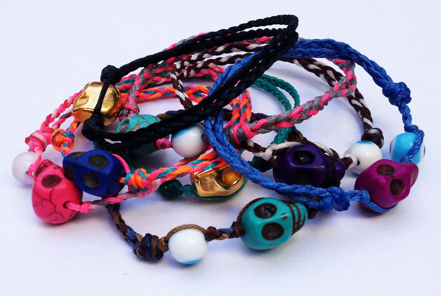 Swim and Surf - Skull and evil eye bracelet