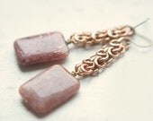 Russian Muscovite and Vintage Chain Earrings