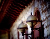 Twilight at the Cottage - Fine Art Photograph - Victorian, Limestone, Welcome Home, Burgandy, Tan, Ruby, Maroon, Dreamy, Romantic