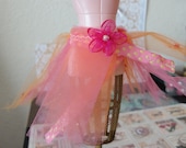 Pink and Soft OrangeBarbie Doll TuTu Ribbon Tutu