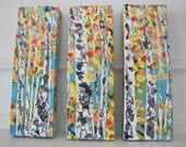 Colorful Aspen Autumn, Textured Triptych 12x12
