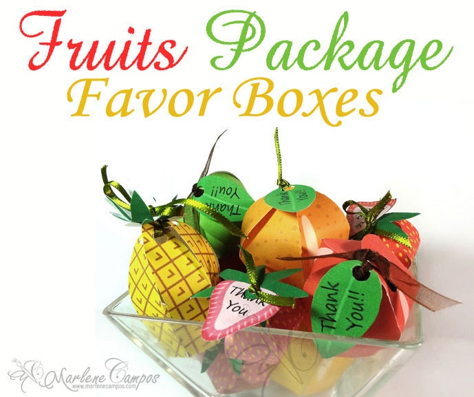 PRINTABLE- Fruits Package Printable Favor Boxes, Gift, party favor, Birthday Party, Anniversary, Party Supply - Paper Art by Marlene Campos