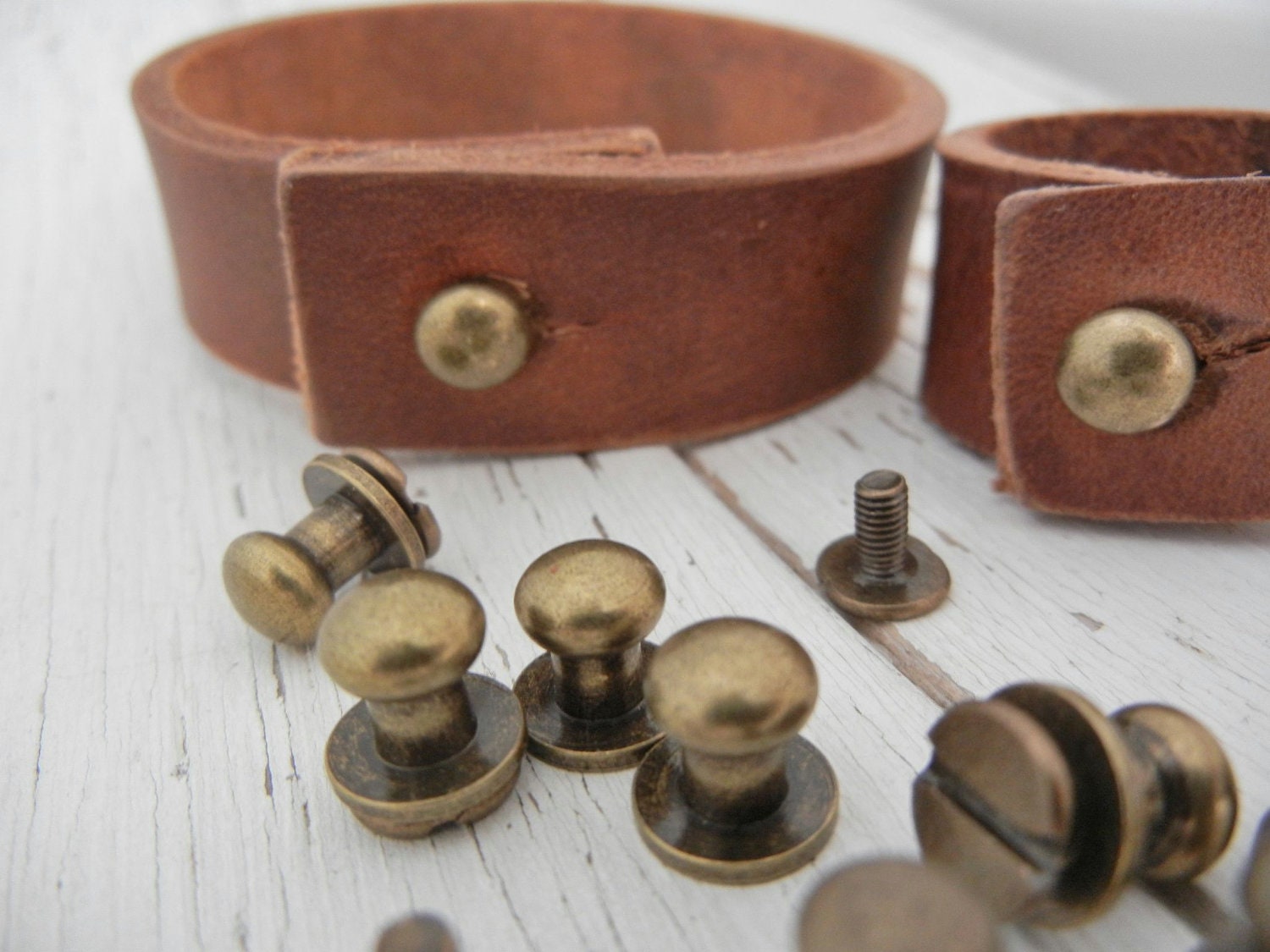 3/8" Antique Brass Finish Button Ball Stud Set.  Looks GREAT for Men or Women. 10 Sets.  Large Size.