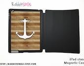 Nautical Anchor on Wood (not real wood) iPad 4 Case / New iPad Case / iPad 2 / iPad 3 Smart Cover / Flip Case / Magnetic Smart Case