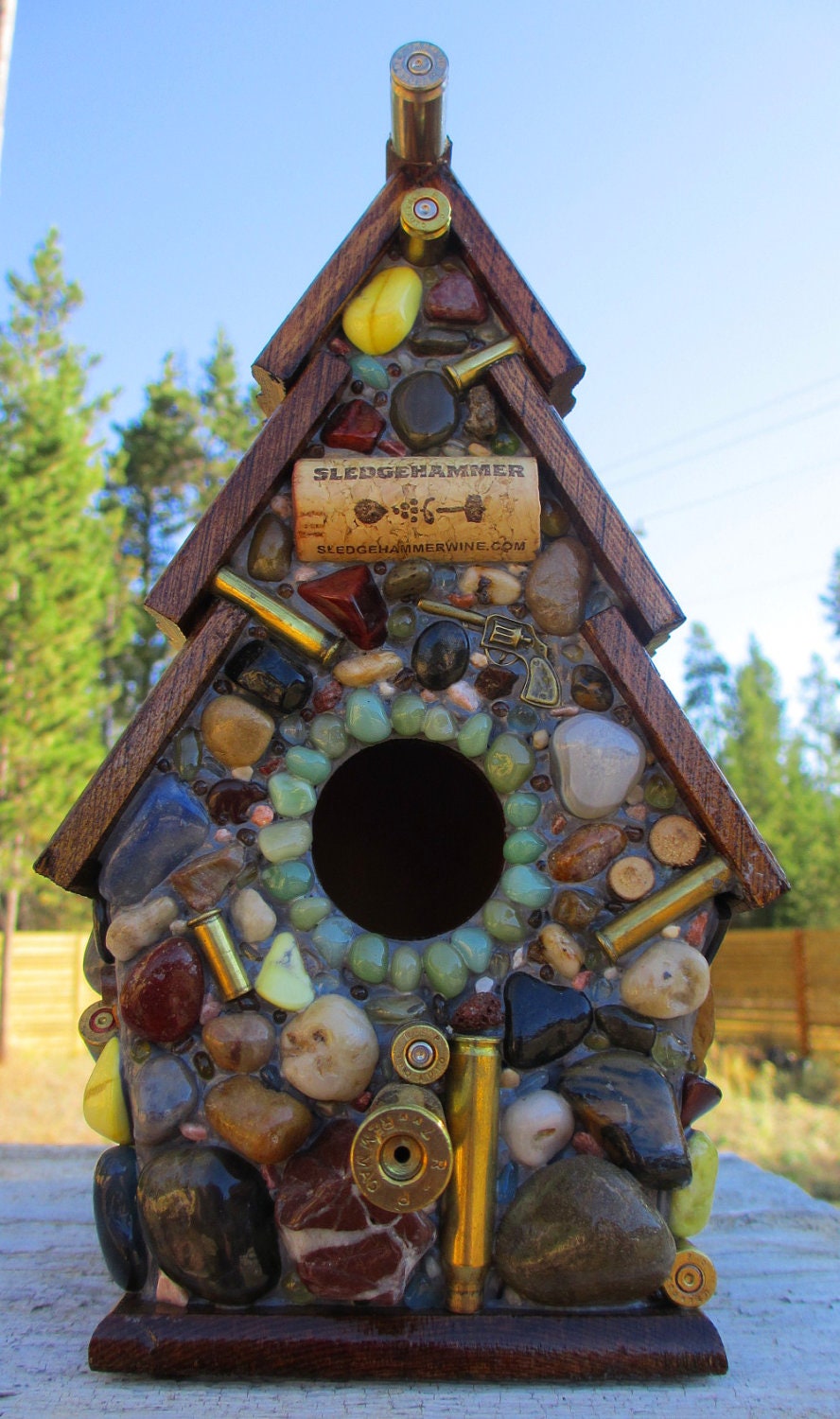 Birdhouse with Recycled Bullet Shell Casings, Wood Rounds and more