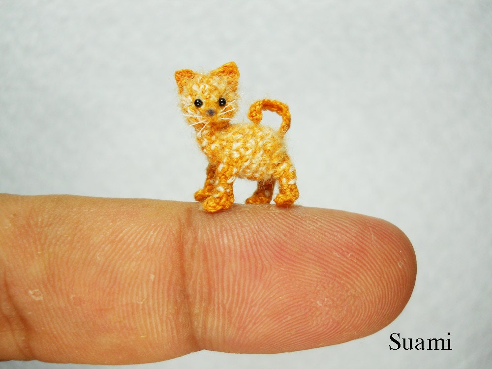 Miniature Fawn Cat - Micro Crochet Mohair Housecat - Made to Order