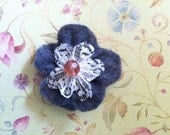 Lace and felt flower hair clip