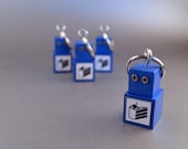 Robot Key Ring Key Chain Accessory, Functional Art, Portal Cake Blue
