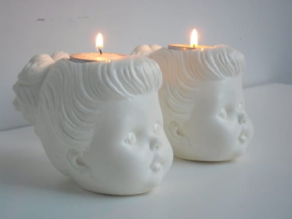 Vintage Doll Head Tea Light Candle Holder