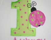 Custom Boutique Ladybug Birthday Applique t-shirt  - machine embroidered - personalized