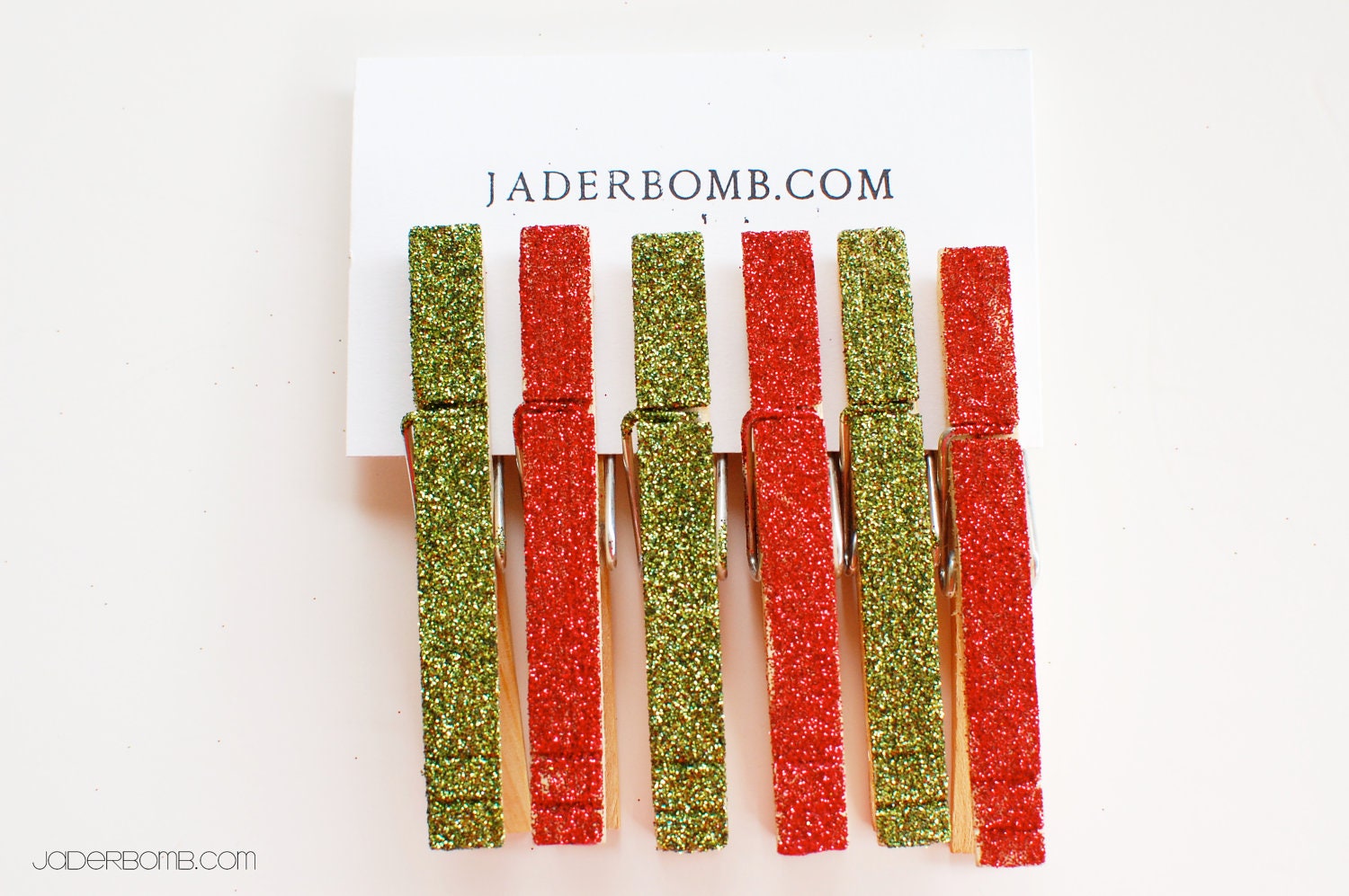 Red and Green (Christmas)  Glitter Clothespins - Set of 6 - Large