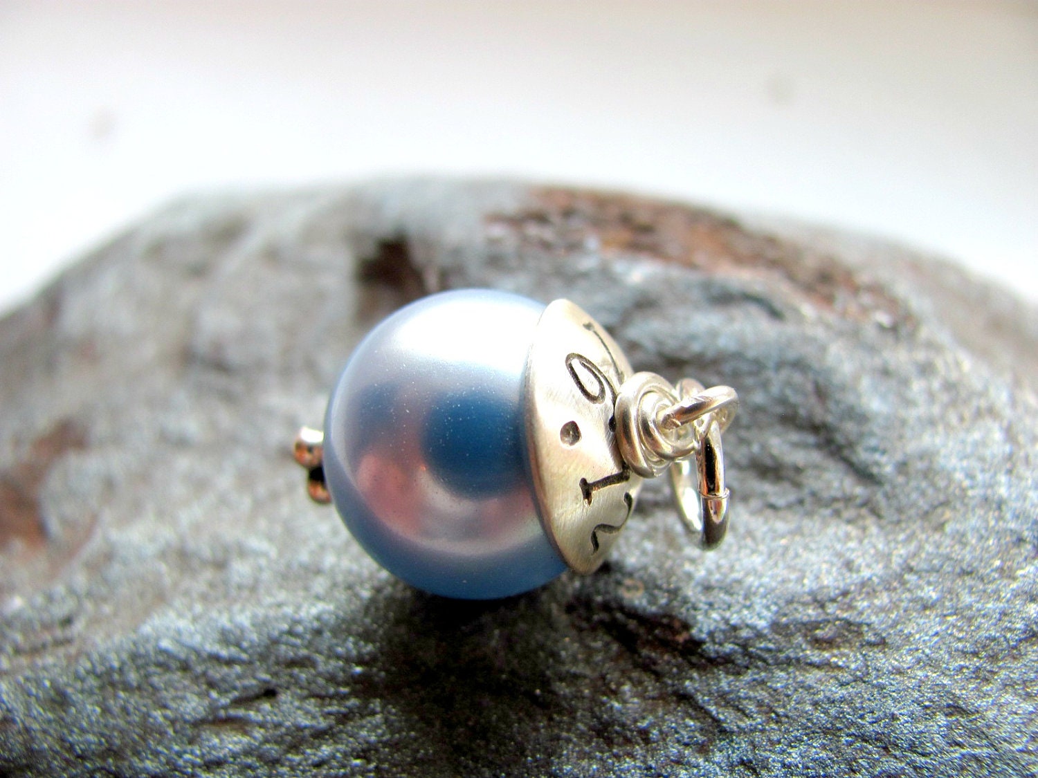 SOMETHING BLUE Personalized Blue Swarovski and Sterling Silver Charm to Carry in Your Flowers or Garter - Bridal Jewlery- Bridal Accessories
