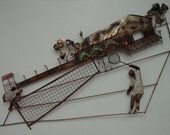 Metal Wall Art Jere Style Tennis Sculpture 1960s Vintage Brutalist 1960s 1970s