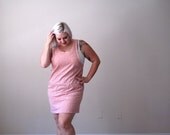 Powder pink- Floral-Plus size- Vintage jumper- dress - xl- xxl - pastel
