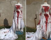 Bloody Zombie Corpse Bride Wedding Dress Gown  Halloween Costume 6 Small