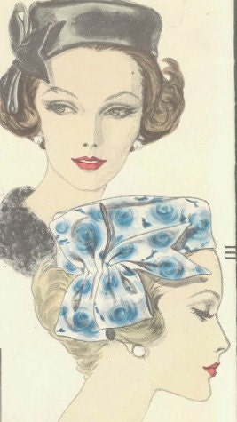 Vintage 1960s Vogue Pillbox Hat pattern with bow by Sally Victor