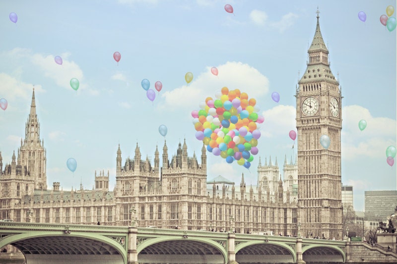 London Photography - A London Celebration - fine art photography print of balloons over Big Ben