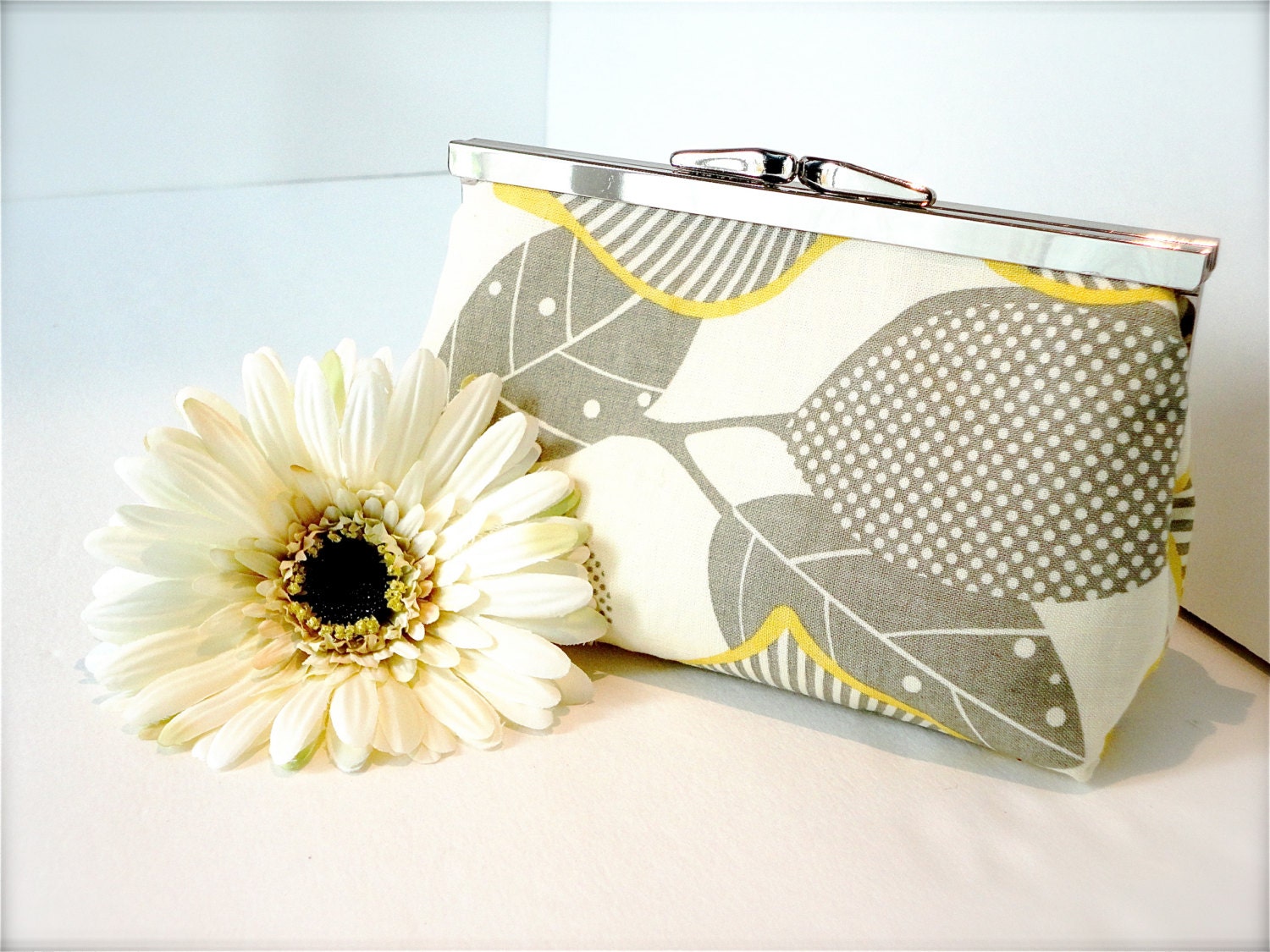 Bridesmaid Clutch - Metal Frame - Amy Butler Midwest Modern Optic Blossom
