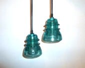 1 Handmade Antique Blue Insulator Pendant Light Blue Lighting