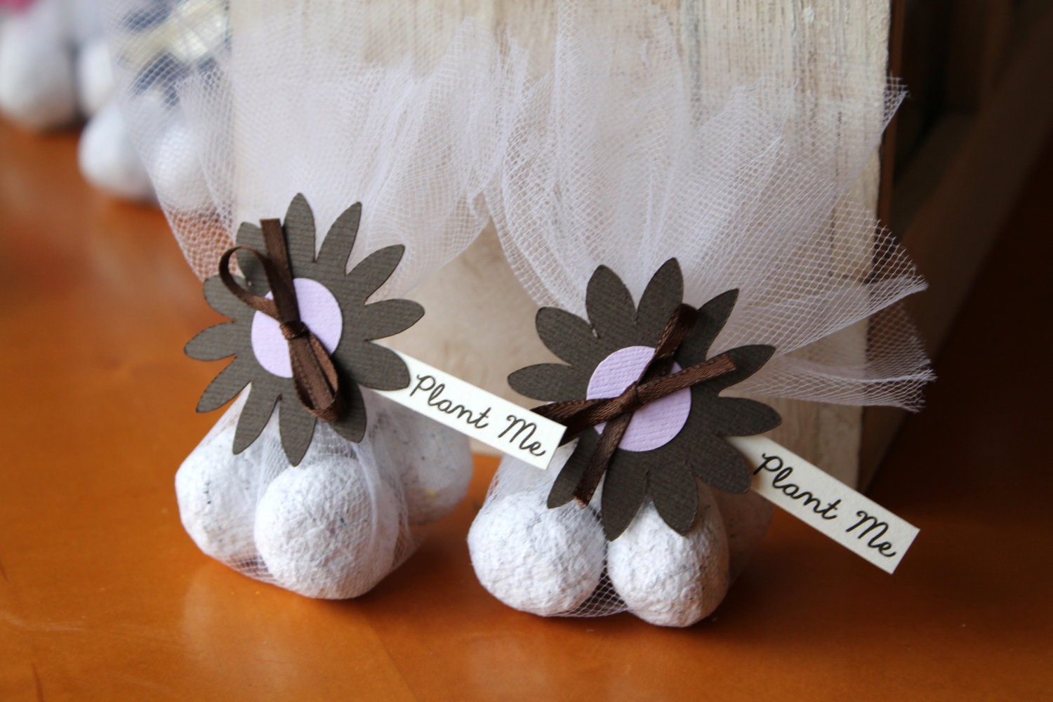 Natural Eco friendly Plantable Seed Bomb Wedding or Party Favors -Brown and Lavender Flower