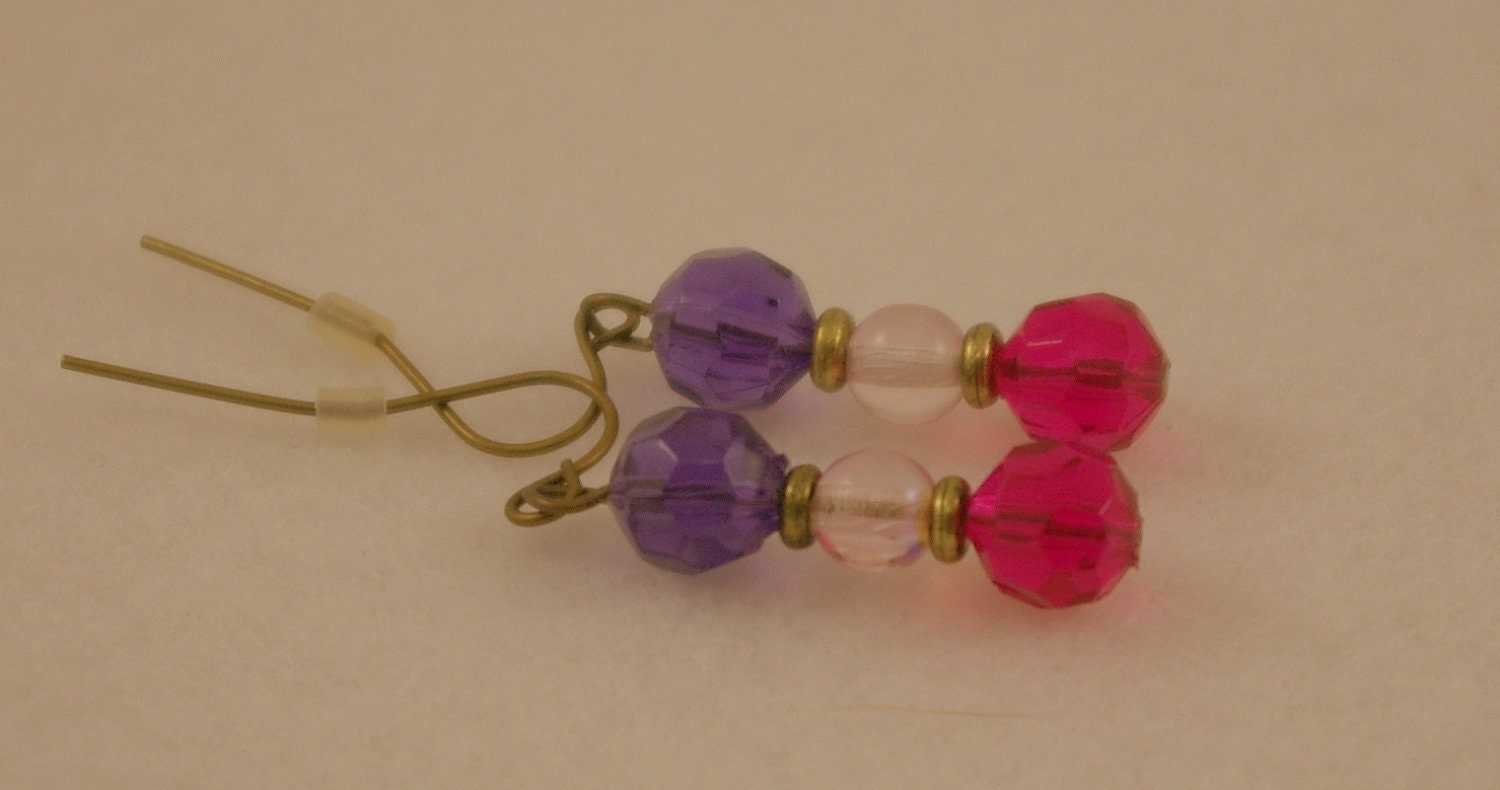 SALE.  Purple and Hot Pink Earrings.  Fun.  Funky.