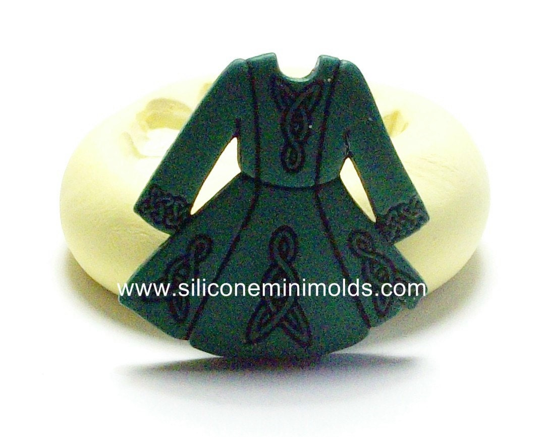Irish dress mold Lord of the Dance 595 - silicone mold, craft mold, porcelain mold, jewelry mold, food mold, pop up mold, clays mold