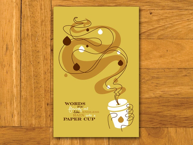 Coffee & Beatles Lyric Wall Art/Poster (Hand Screenprinted)