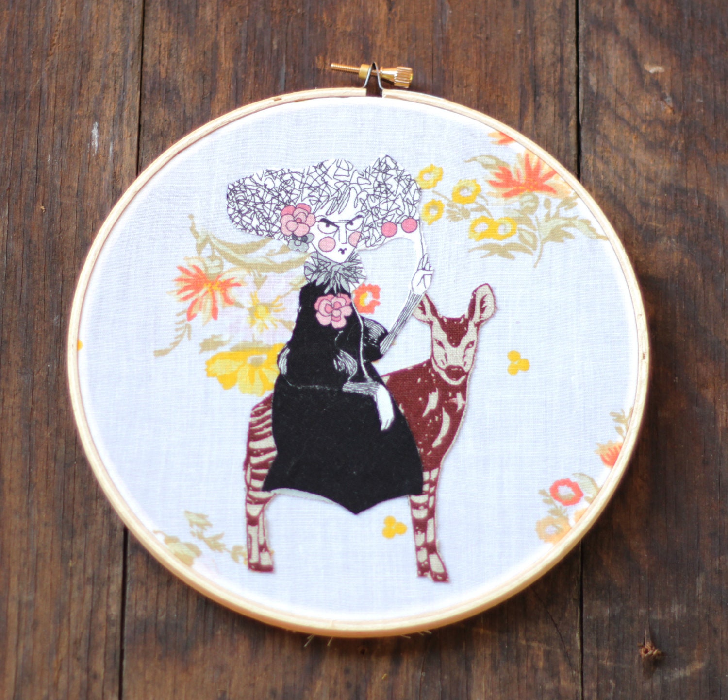 A Wild Ride Embroidery Hoop Applique