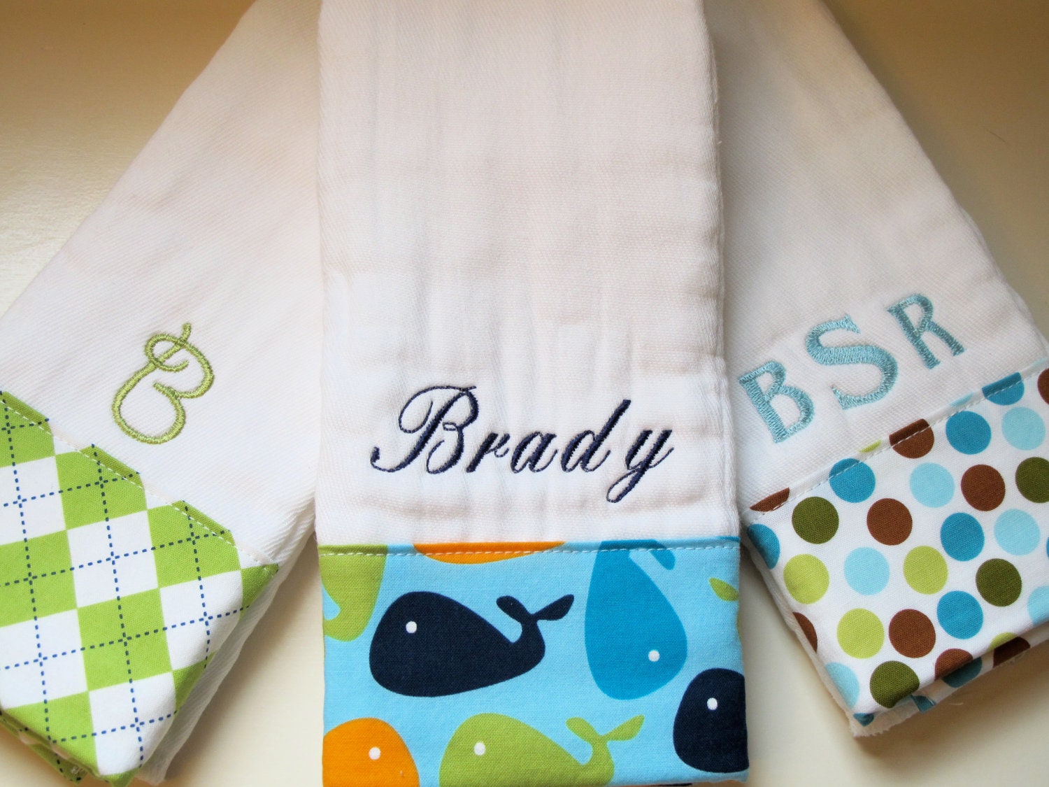 Personalized Monogrammed Baby Boy Burp Cloths