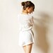 RESERVED 80s Shorts Jumpsuit White Mesh & Terry Hipster Romper, athletic sport swim cover gym daisy dukes jogging suit onesie