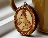 MOVEMBER Laser cut and engraved Mustache Flamingo wood keyring OR pendant