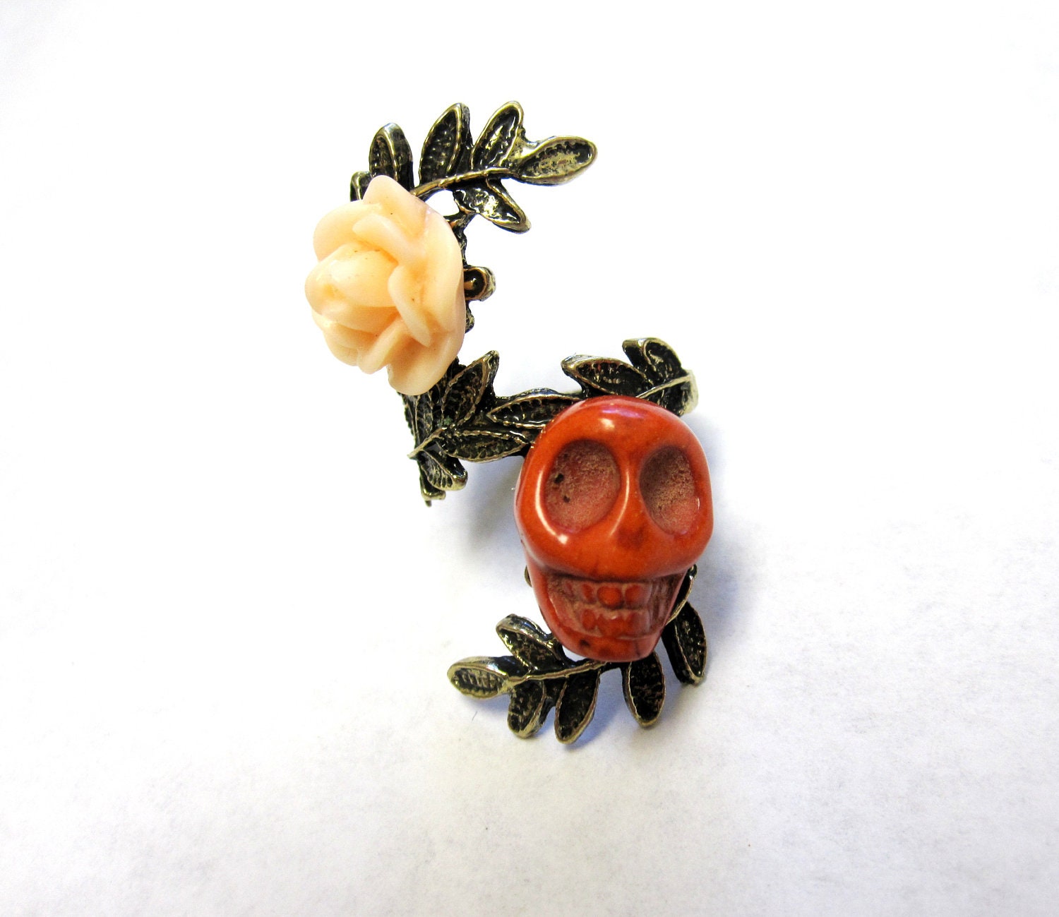 Sugar Skull Ring Day of the Dead Jewelry Skull Rose Ring