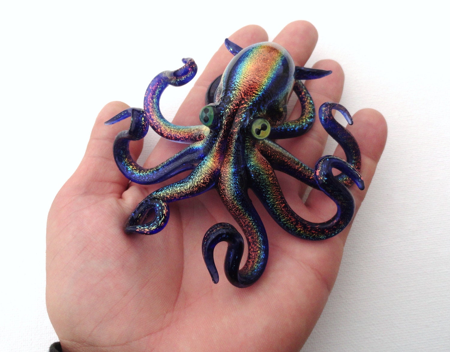 Large solid DICHROiC Glass Octopus sculpture FREE SHiPPING