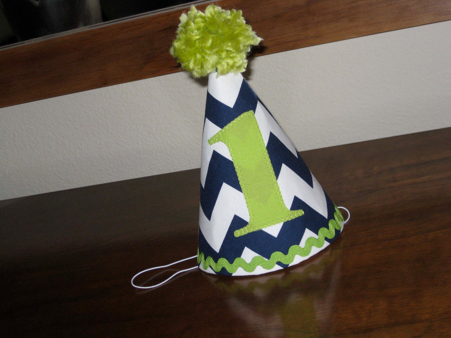 Custom Birthday Hat First Birthday Party Green Navy Blue Chevron 1st Birthday Outfit Toddler Baby Boy or Girl