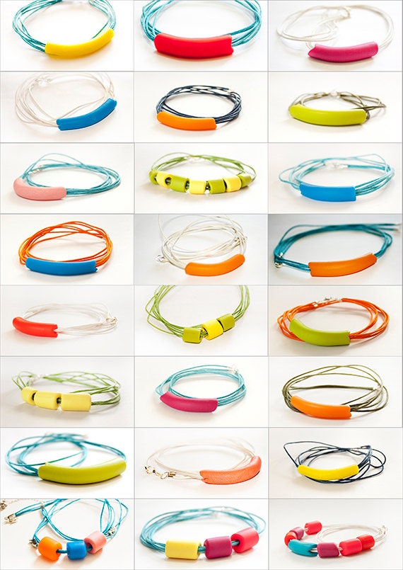 NEON colors Minimalistic necklace Gift under 20 Wasabi green and blue Neon colorful Israel jewelry free shipping