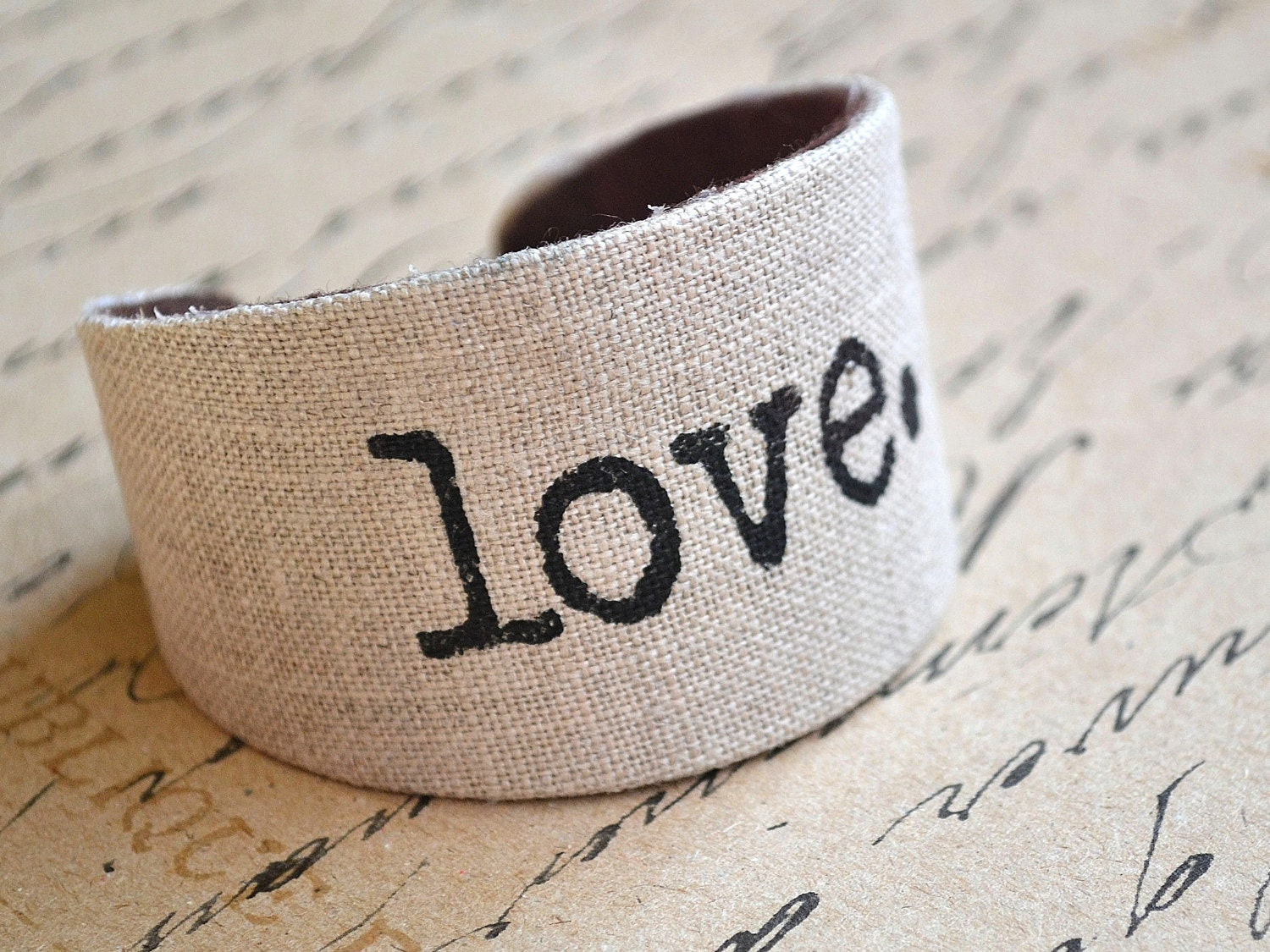 love. cuff - linen covered customizable cuff