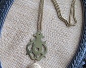 Vintage Flourish Hardware Necklace with Gold Locket. As featured in Country Living Magazine.