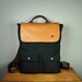 City Backpack in Black Canvas/ Backpack/ Women/ Laptop Bag/ Tan Leather/ Handmade in New York/ Messenger