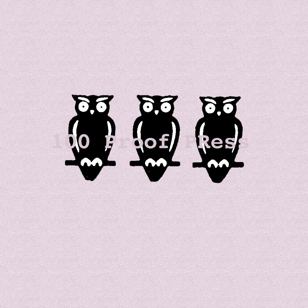 Three Owls Rubber Stamp - Wood Mounted 1327