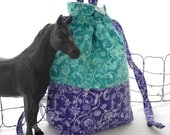Knitting Bag, Tote Bag: Purple and Lavender & Aqua and Teal Knitting Project Bag