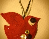 Red Button Bird - Felt Ornament