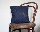 Butterflies Vintage Wool and Linen Pillow Cushoin Cover. Customizable Size 12 to15''. Washable.