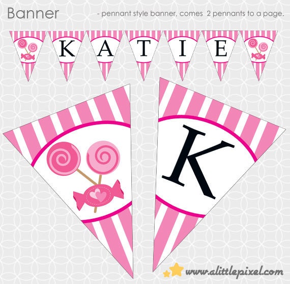Pink Candy Party Banner - Personalized Printable Il_170x135