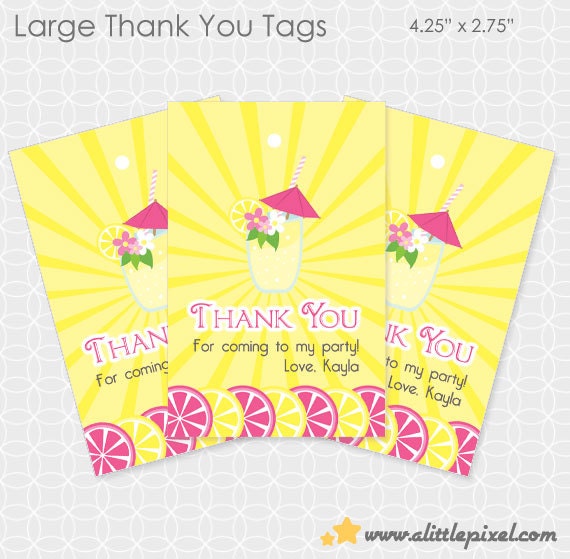 Lemonade Party Thank You Tags - Personalized Printable Il_170x135