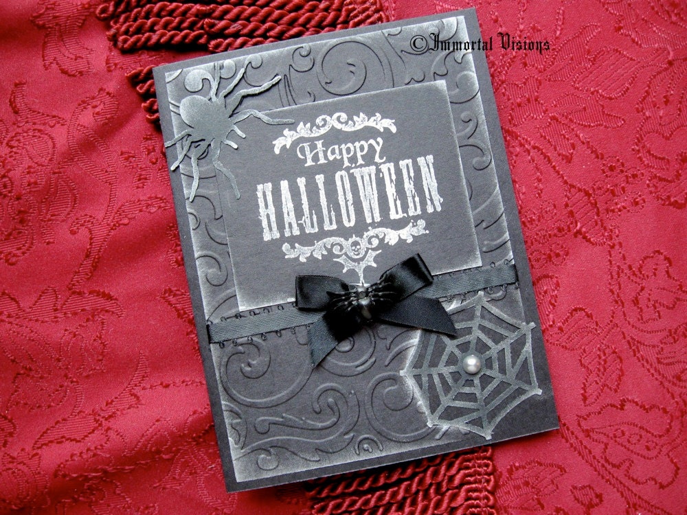 Gothic Halloween Greeting Card - Elegant Spider Web