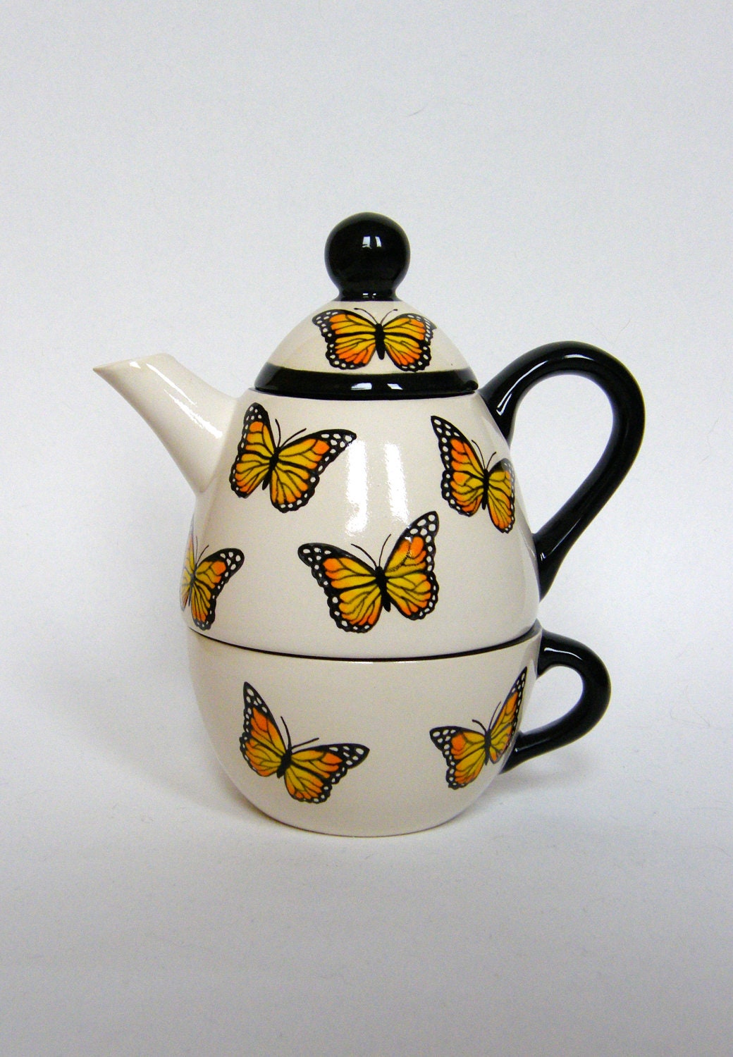 Tea for One Set with Monarch Butterflies