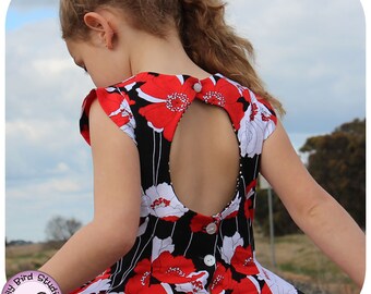 Lily Bird Studio PDF Sewing Pattern - Juliette's Dress - 2 to 10 years - paneled dress, open back, petticoat, vintage inspired