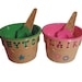 Personalized Pink and Green Ice Cream Bowl with Spoon