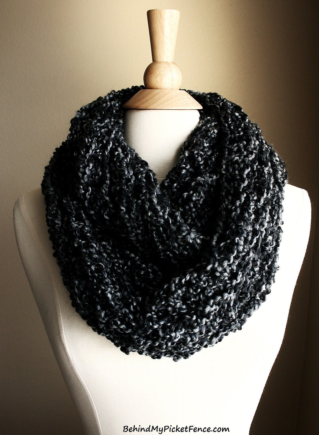 Sale -  BEACHCOMBER INFINITY SCARF Warm, soft & stylish scarf rich in texture - Charcoal