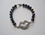 Glamourous Sparkling Lips Bracelet with Crystals Bracelet